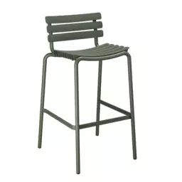 Chaise de bar ReCLIPS en Plastique, Plastique recyclé – Couleur Vert – 55 x 56 x 99 cm – Designer Henrik  Pedersen
