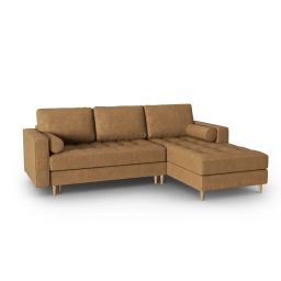 Canapé d’angle 5 places en imitation cuir marron clair