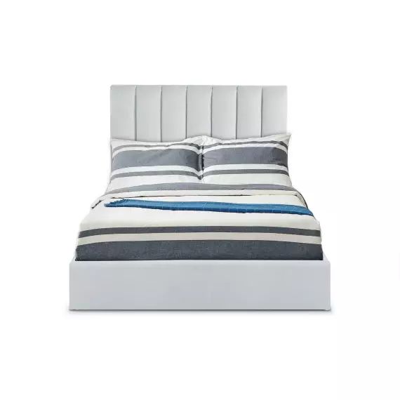 Lit coffre + sommier velours argent 140cm