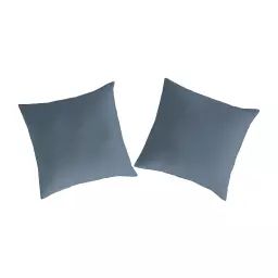 2 Taies d’oreiller en percale de coton 65×65 cm bleu