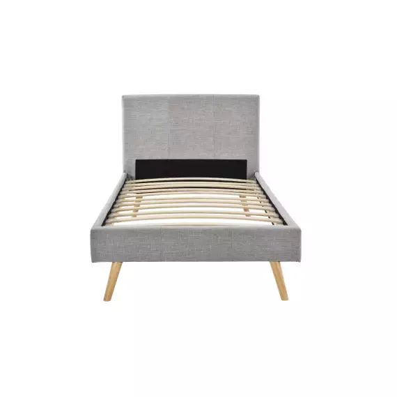 Cadre de lit avec sommier à lattes – Gris clair – Largeur 90 cm