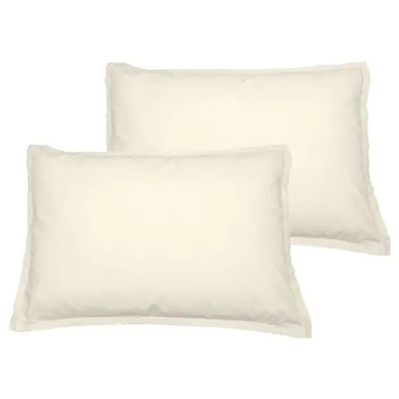 Lot de 2 taies d&rsquo;oreiller en coton  ecru 50×70 cm