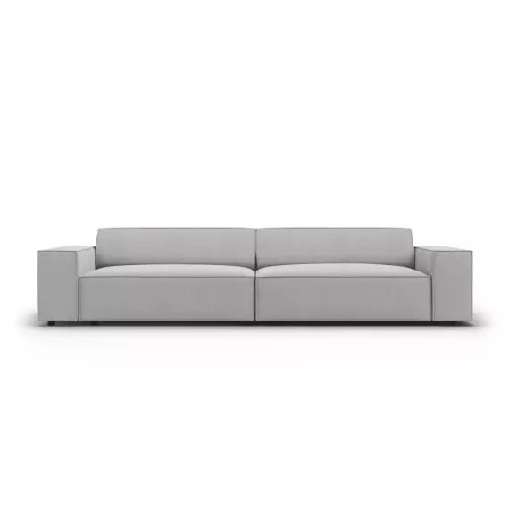 Canapé 4 places en tissu structuré gris clair
