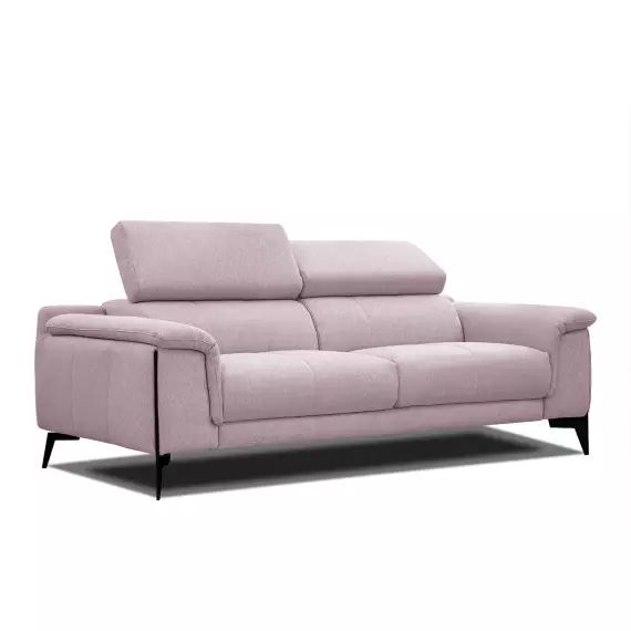 Canapé XXL droit 3 places tissu rosé