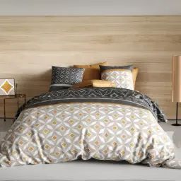 Parure housse de couette coton beige 240×260 cm