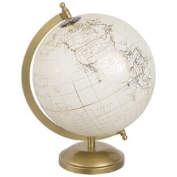 Globe terrestre carte du monde crème et doré
