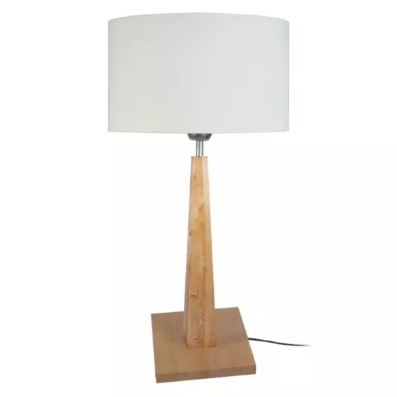 Lampe a poser bois naturel et écru