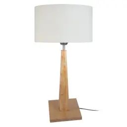 Lampe a poser bois naturel et écru