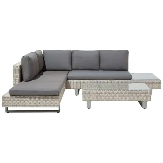 Set de salon 5 personnes en polyrotin gris