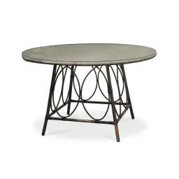 Table de jardin ronde en aluminium imitation bambou