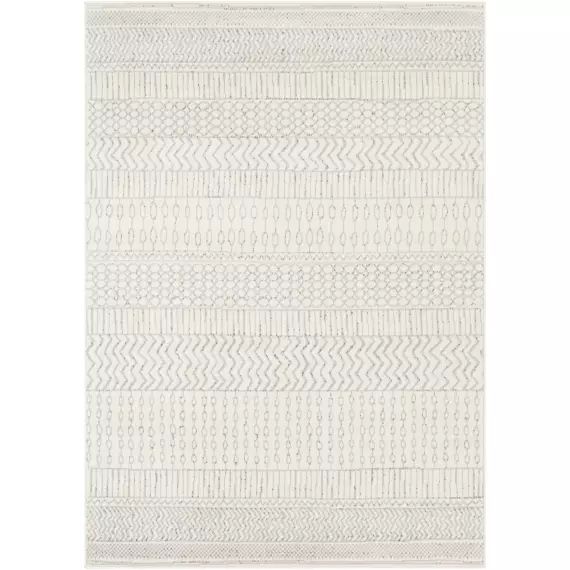 Tapis Géométrique, Gris et Blanc Cassé – 152x213cm