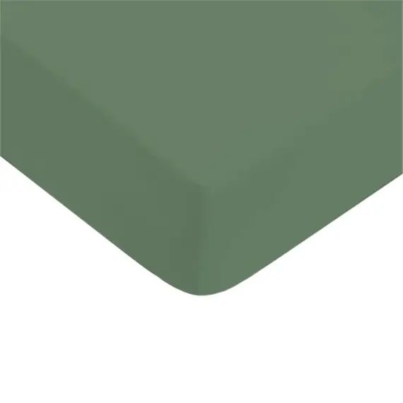 Drap housse coton  uni eucalyptus 160x200cm