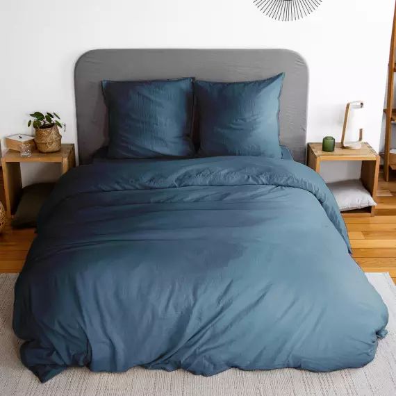 Parure de lit microfibre bleu nuit 260 x 240cm