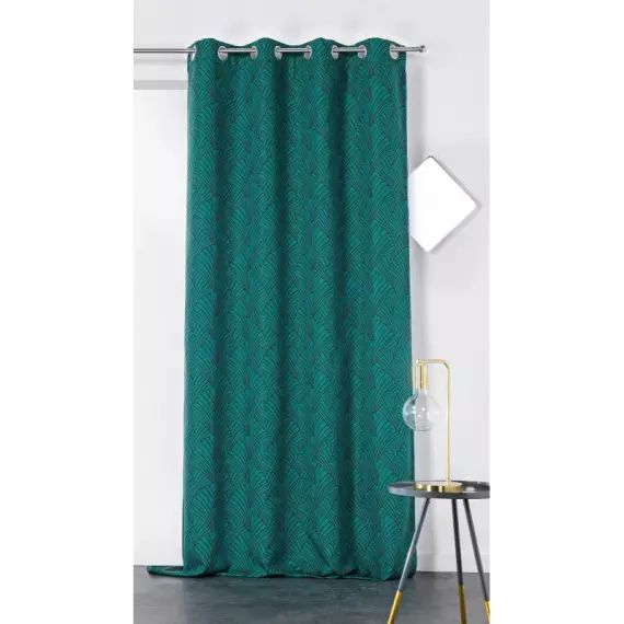 Rideau d’ameublement imprimé art déco polyester vert foncé 250×135