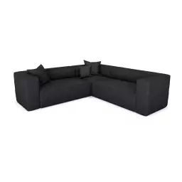 Canapé d’angle symétrique tissu bouclette noir