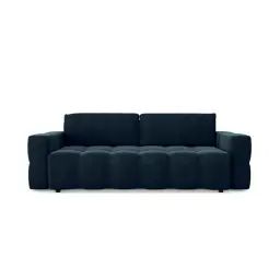 Canapé 4 places convertible coffre noyer velours bleu paon