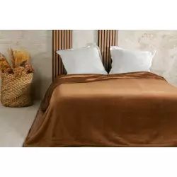Couvre lit velours gaufré – 240x260cm – Marron
