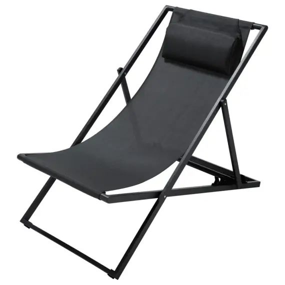 Chaise longue / chilienne pliante en métal gris anthracite Split