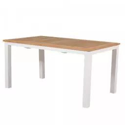 Table de jardin 152x92cm en bois et aluminium blanc