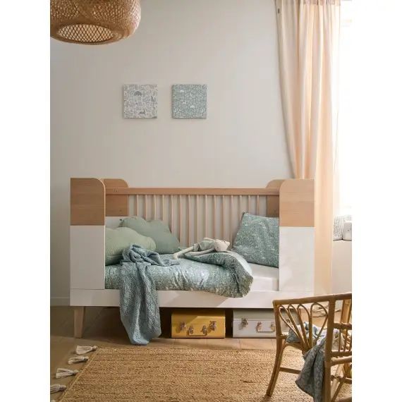 Lit bébé transformable MOKA blanc/bois