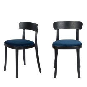 2 chaises en velours et bois bleu pétrole