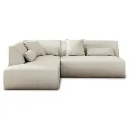 Canapé modulable 5 places angle gauche en tissu beige