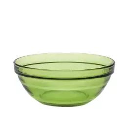 Saladier empilable 97 cl en verre trempé résistant teinté vert jungle
