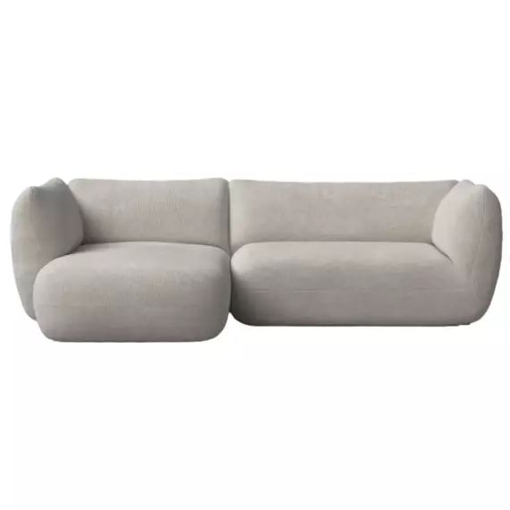 Canapé d’angle gauche 2 places en tissu gris