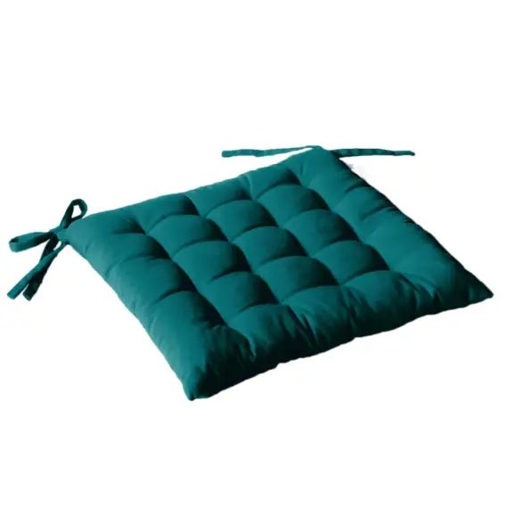 Galette de chaise piquée en coton vert emeraude 40x40cm