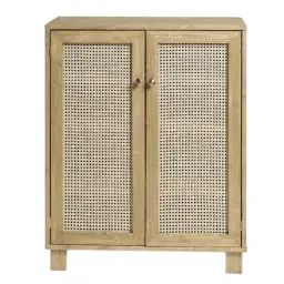Meuble à chaussures avec portes en rotin en couleur naturel 80 cm