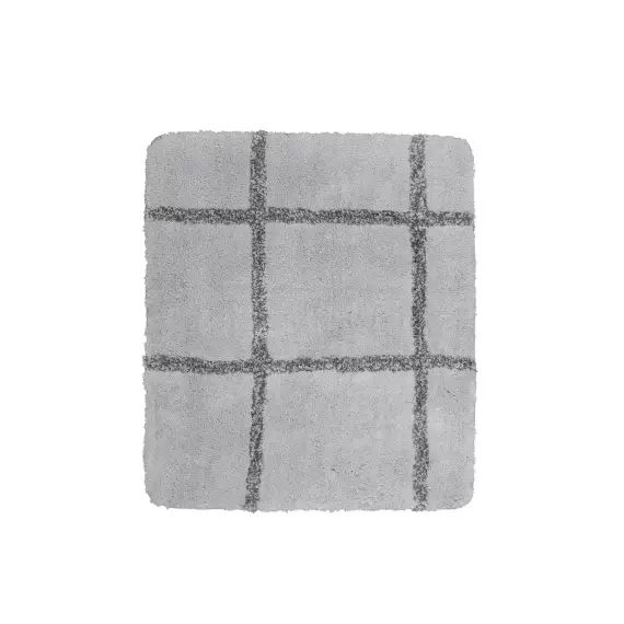 Tapis de bain microfibre très doux gris motif 55×65