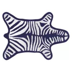 Tapis de bain Zebra en Tissu, Coton – Couleur Bleu – 112 x 79 x 26.21 cm – Designer