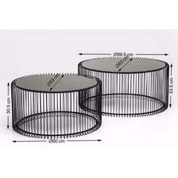 Tables basses rondes Wire marbre noir set de 2 Kare Design