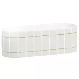 Bougie parfumée en dolomite motif quadrillé vert et beige