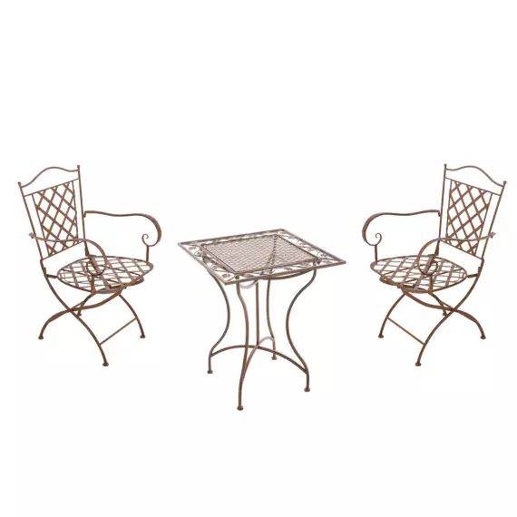 Ensemble table et chaises de jardin en métal Marron antique