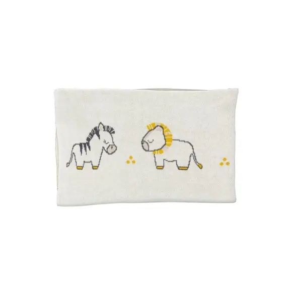Couverture maille 80x100cm en coton beige