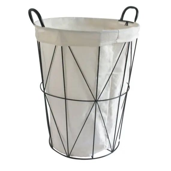 Panier à linge filaire métallique noir 40x40x50cm