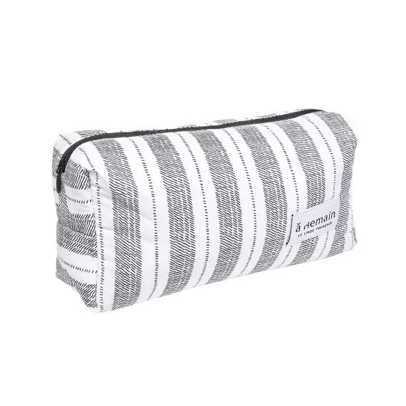 Trousse de toilette imprimée en coton anthracite 25×10