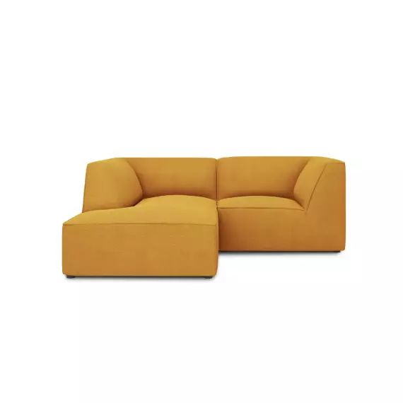 Canapé d’angle gauche 3 places en tissu structurel jaune