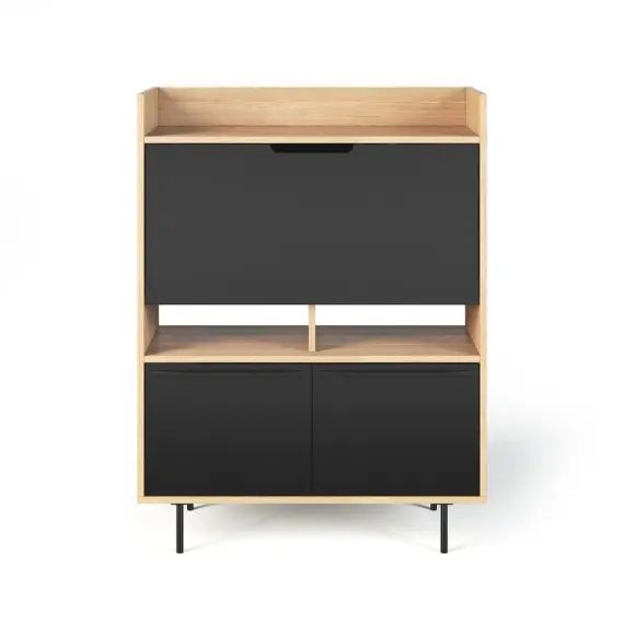 Bureau  placage chêne et noir laqué