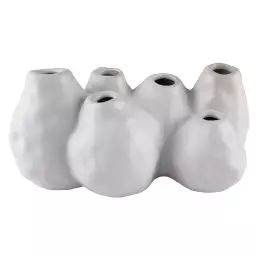 Vase soliflore multiple en céramique blanc