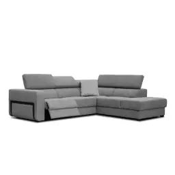 Canapé d’angle droit 5 places avec un relax électrique tissu gris