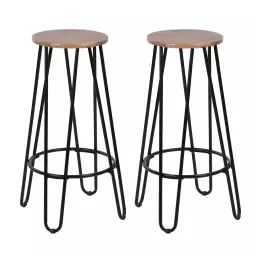 Lot de 2 tabourets de bar indus 73 cm