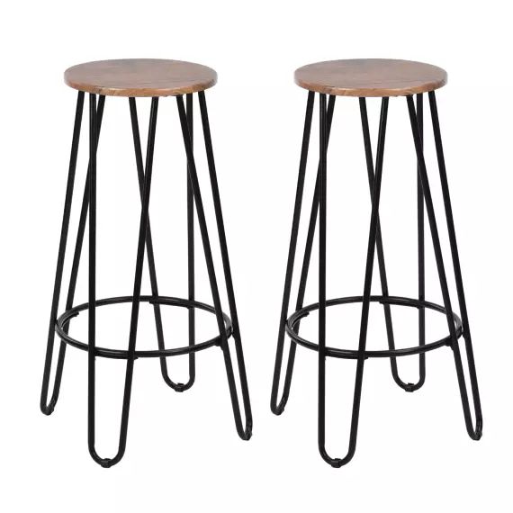 Lot de 2 tabourets de bar indus 73 cm