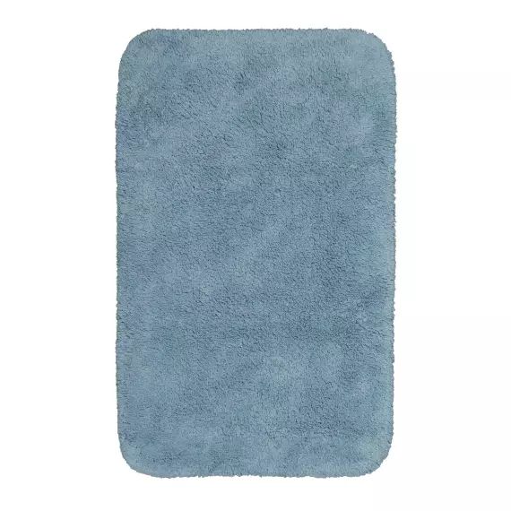 Tapis de bain doux bleu coton 60×100