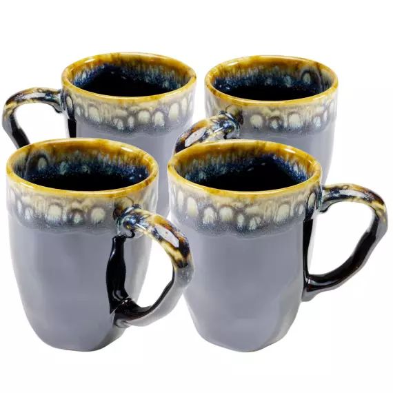 Mug en grès bleu foncé – Lot de 4