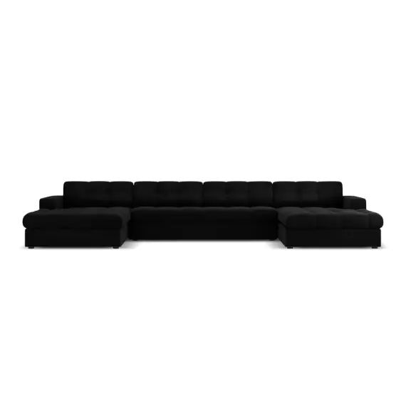 Canapé d’angle 5 places en velours noir