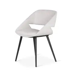 Chaise de repas en velours côtelé écru pieds métal