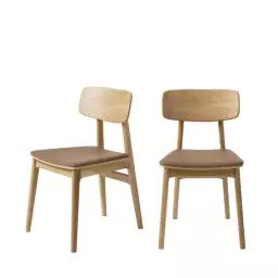 Orr – Lot de 2 chaises en bois et simili – Couleur – Beige