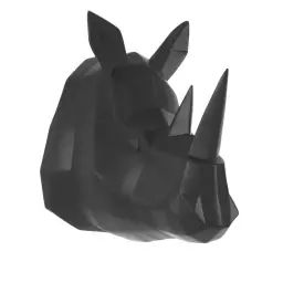 Trophée décoratif origami rhino résine noir